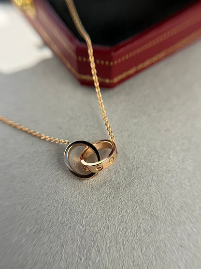 [Royal&Vicky]LOVE NECKLACE DOUBLE RING PINK GOLD