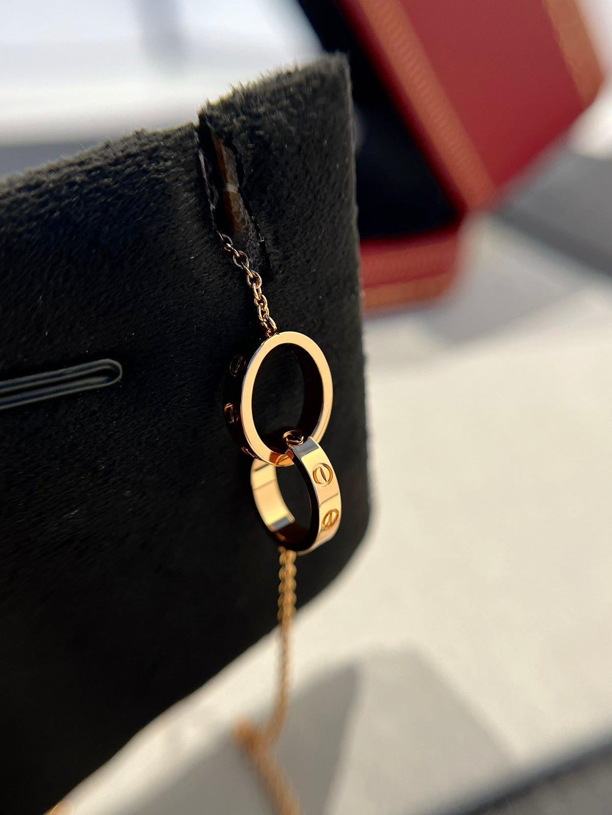 [Royal&Vicky]LOVE NECKLACE DOUBLE RING PINK GOLD