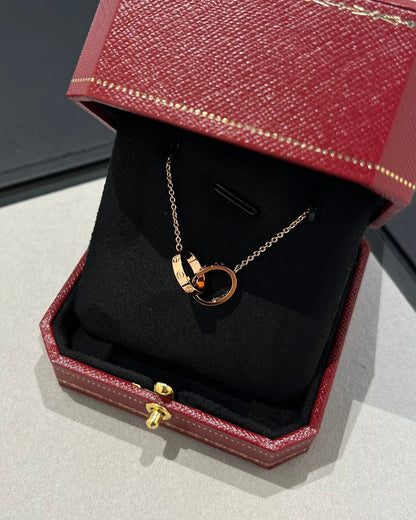 [Royal&Vicky]LOVE NECKLACE DOUBLE RING PINK GOLD