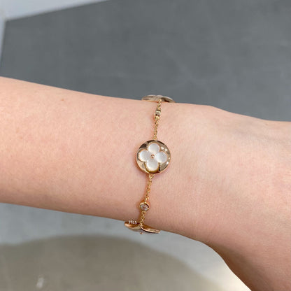 [Royal&Vicky]STAR AND SUN 4 MOTIF WHITE MOP PINK GOLD BRACELET