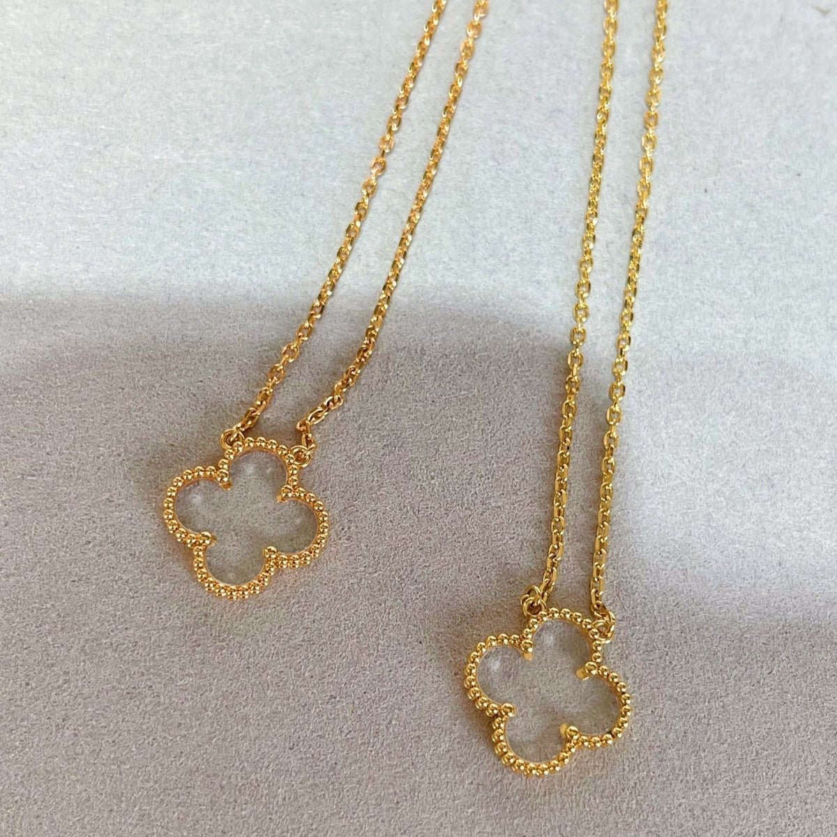 [Royal&Vicky]CLOVER ROCK CRYSTAL ROSE GOLD NECKLACE