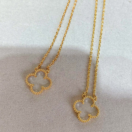[Royal&Vicky]CLOVER ROCK CRYSTAL ROSE GOLD NECKLACE