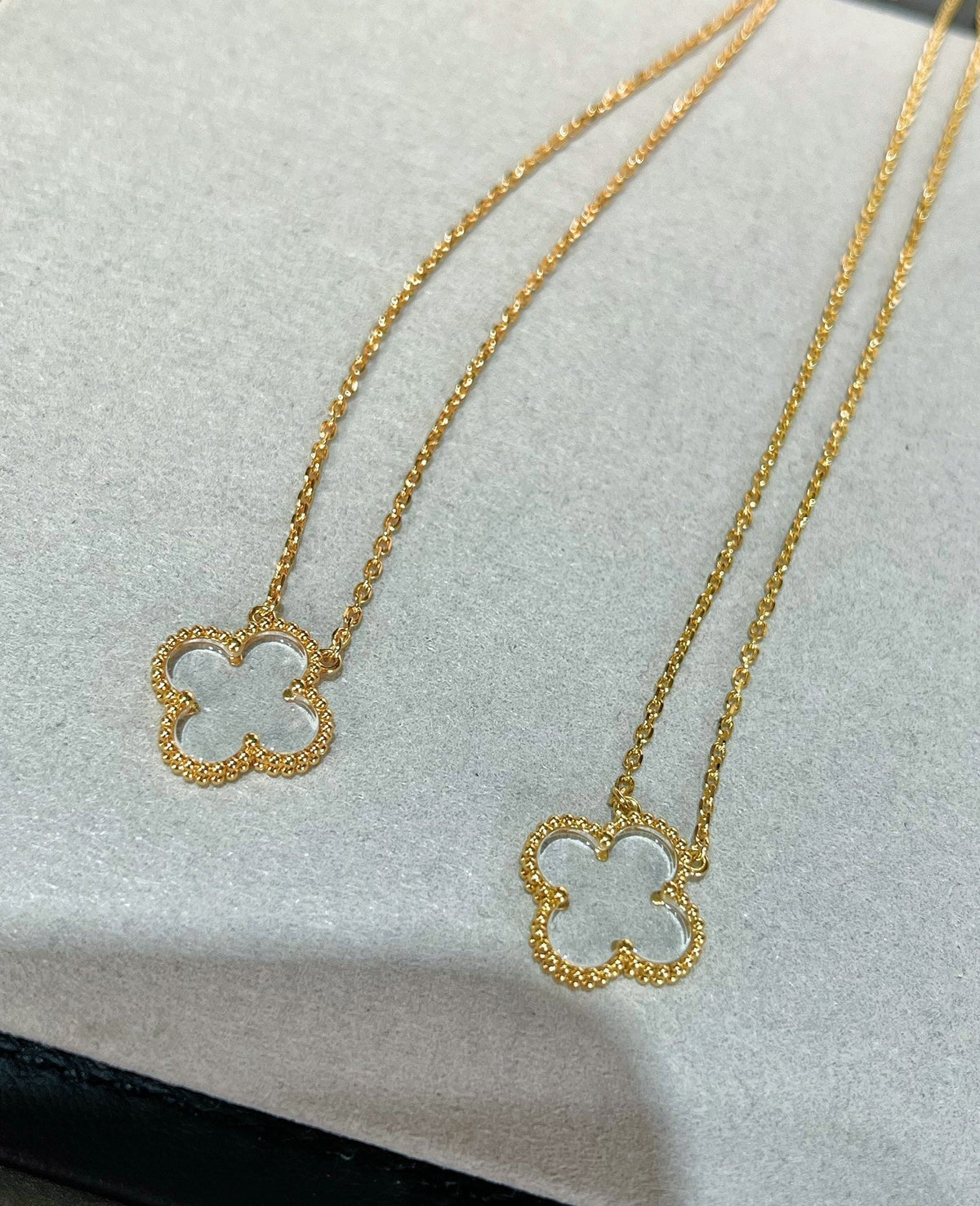 [Royal&Vicky]CLOVER ROCK CRYSTAL ROSE GOLD NECKLACE