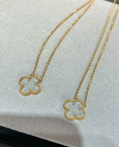 [Royal&Vicky]CLOVER ROCK CRYSTAL ROSE GOLD NECKLACE