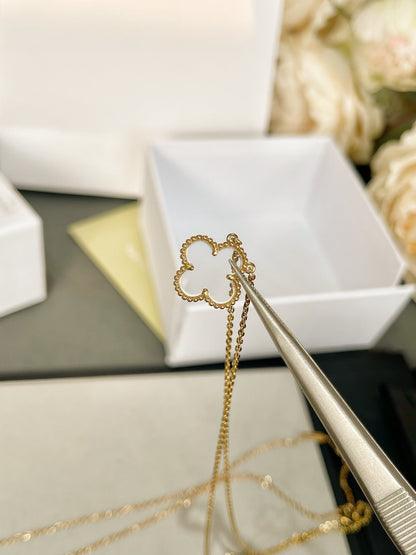[Royal&Vicky]CLOVER ROCK CRYSTAL ROSE GOLD NECKLACE