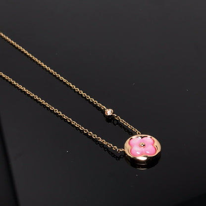 [Royal&Vicky]COLOR BLOSSOM PINK MOP SUN GOLD NECKLACE