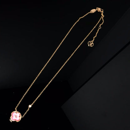 [Royal&Vicky]COLOR BLOSSOM PINK MOP SUN GOLD NECKLACE