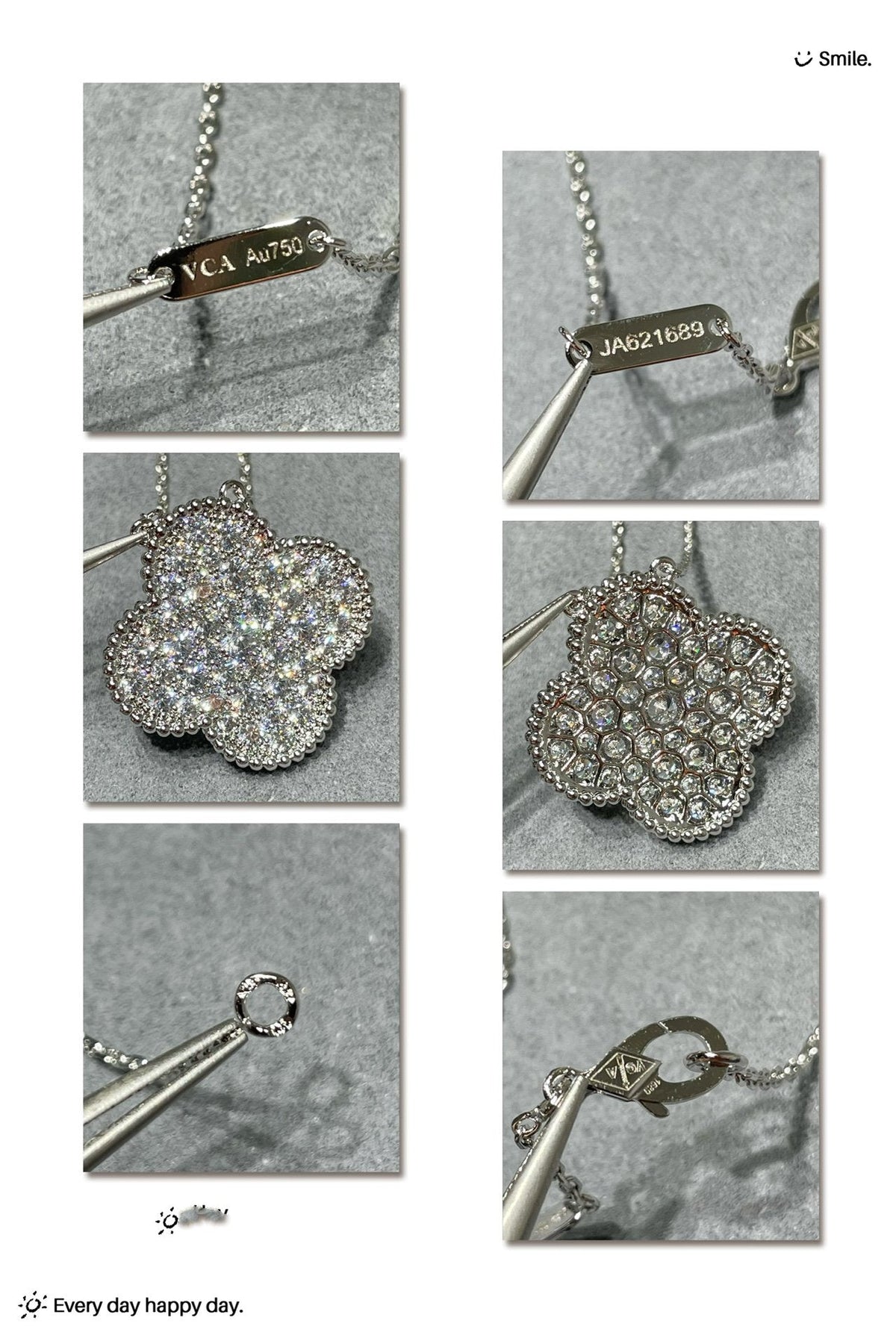 [Royal&Vicky]CLOVER 25MM LARGE PENDANT DIAMOND PAVED SILVER NECKLACE