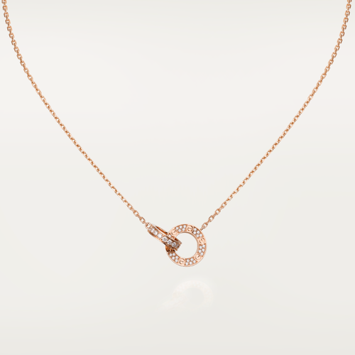 [Royal&Vicky]LOVE 7.6MM NECKLACE ROSE GOLD AND SILVER  FULL DIAMOND
