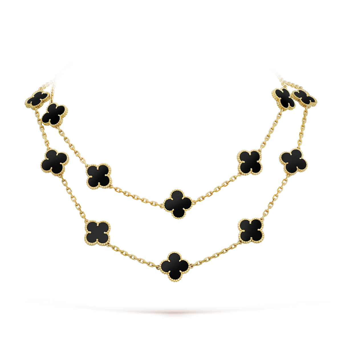 [Royal&Vicky]CLOVER 20 MOTIFS ONYX NECKLACE