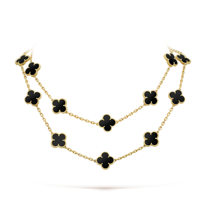 [Royal&Vicky]CLOVER 20 MOTIFS ONYX NECKLACE