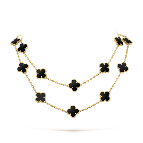 [Royal&Vicky]CLOVER 20 MOTIFS ONYX NECKLACE