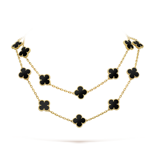 [Royal&Vicky]CLOVER 20 MOTIFS ONYX NECKLACE