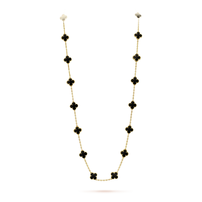 [Royal&Vicky]CLOVER 20 MOTIFS ONYX NECKLACE