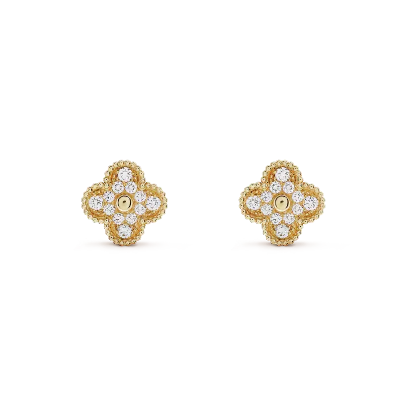 [Royal&Vicky]CLOVER MEDIUM 1 MOTIFS FUll DIAMOND EARRINGS