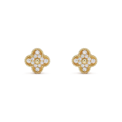 [Royal&Vicky]CLOVER MEDIUM 1 MOTIFS FUll DIAMOND EARRINGS