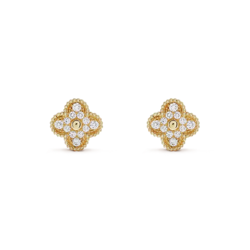 [Royal&Vicky]CLOVER MEDIUM 1 MOTIFS FUll DIAMOND EARRINGS