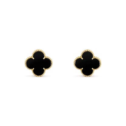 [Royal&Vicky]CLOVER MEDIUM 1 MOTIFS  ONYX STUD EARRINGS