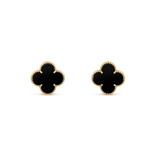 [Royal&Vicky]CLOVER MEDIUM 1 MOTIFS  ONYX STUD EARRINGS