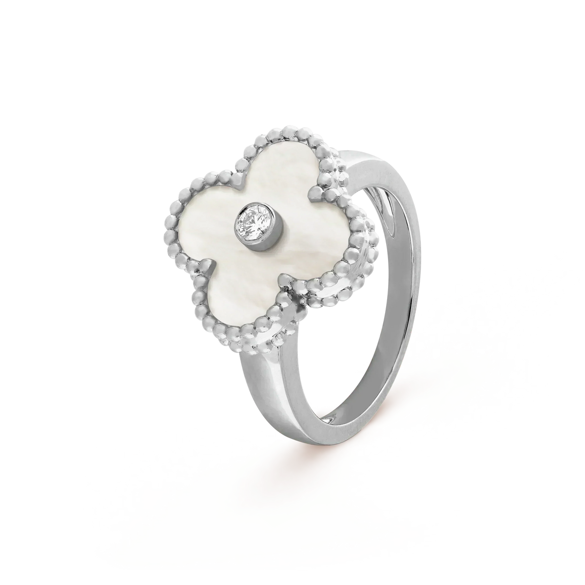 [Royal&Vicky]CLOVER SILVER MOP DIAMOND RING