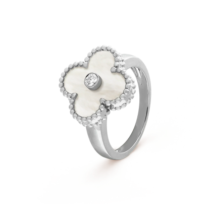 [Royal&Vicky]CLOVER SILVER MOP DIAMOND RING