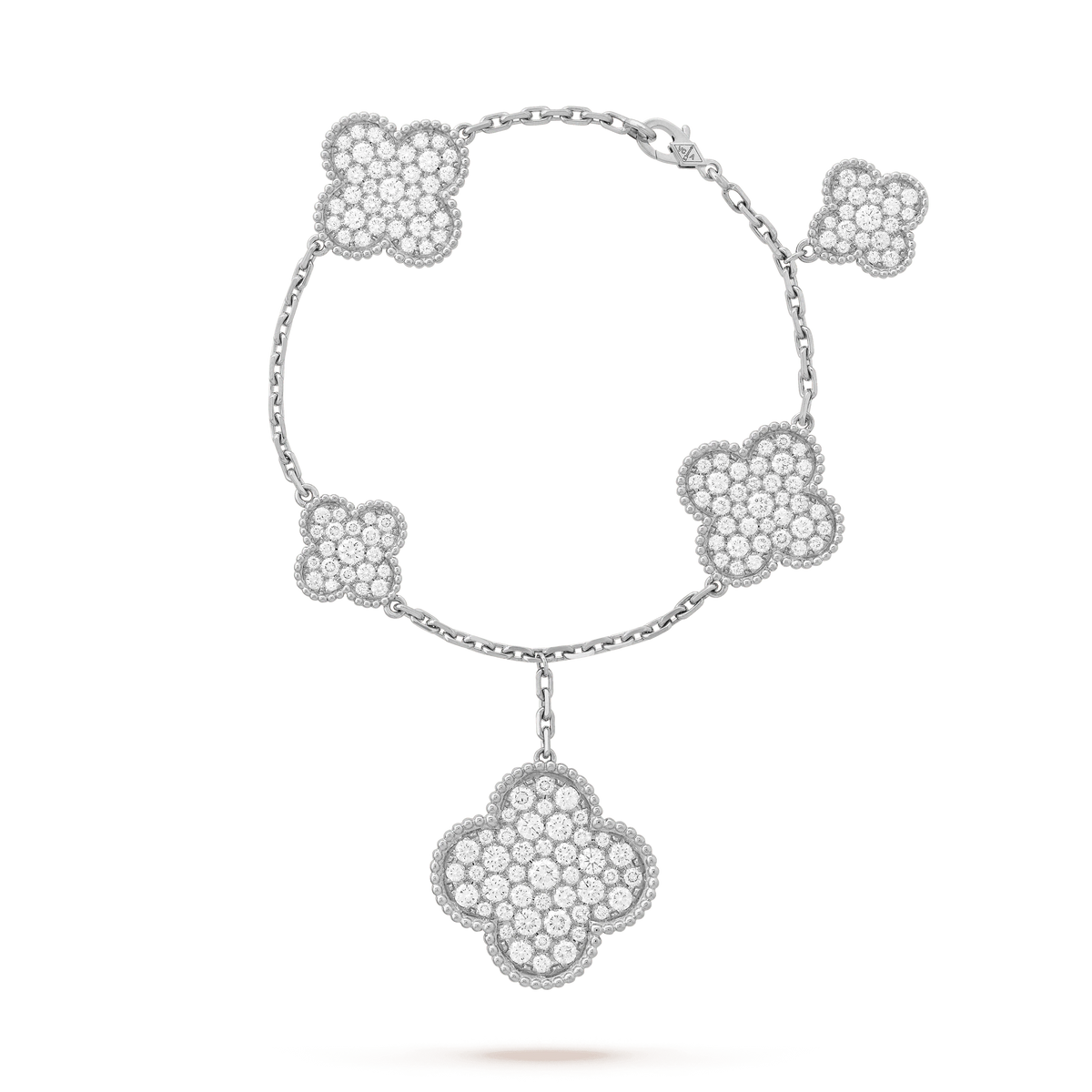 [Royal&Vicky]CLOVER 6 MOTIFS SILVER DIAMOND BRACELET
