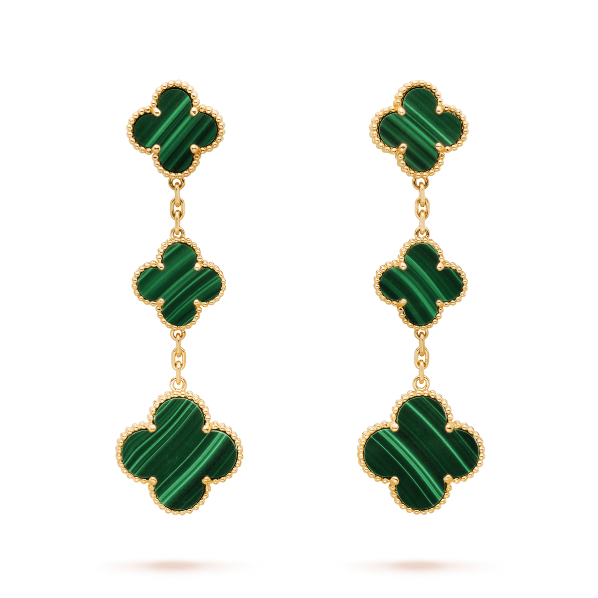 [Royal&Vicky]CLOVER MALACHITE 3 MOTIFS GOLD