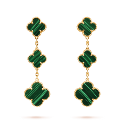[Royal&Vicky]CLOVER MALACHITE 3 MOTIFS GOLD