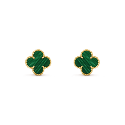 [Royal&Vicky]CLOVER MEDIUM 1 MOTIFS MALACHITE  EARRINGS