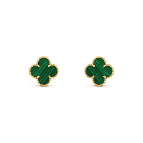 [Royal&Vicky]CLOVER MEDIUM 1 MOTIFS MALACHITE  EARRINGS