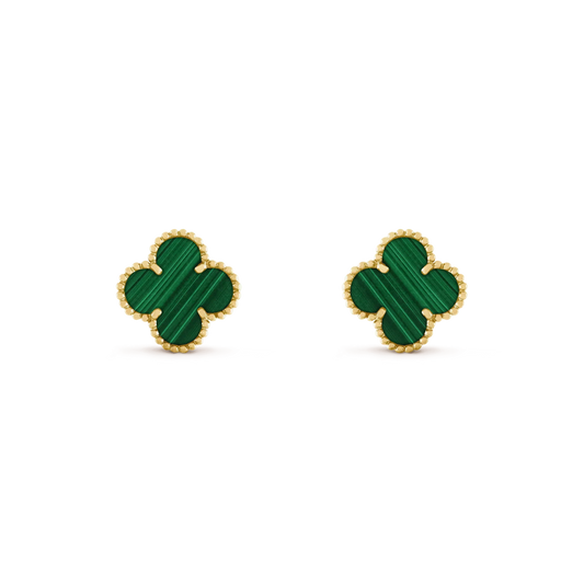 [Royal&Vicky]CLOVER MEDIUM 1 MOTIFS MALACHITE  EARRINGS