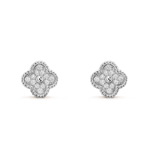 [Royal&Vicky]CLOVER MINI DIAMOND STUD EARRINGS