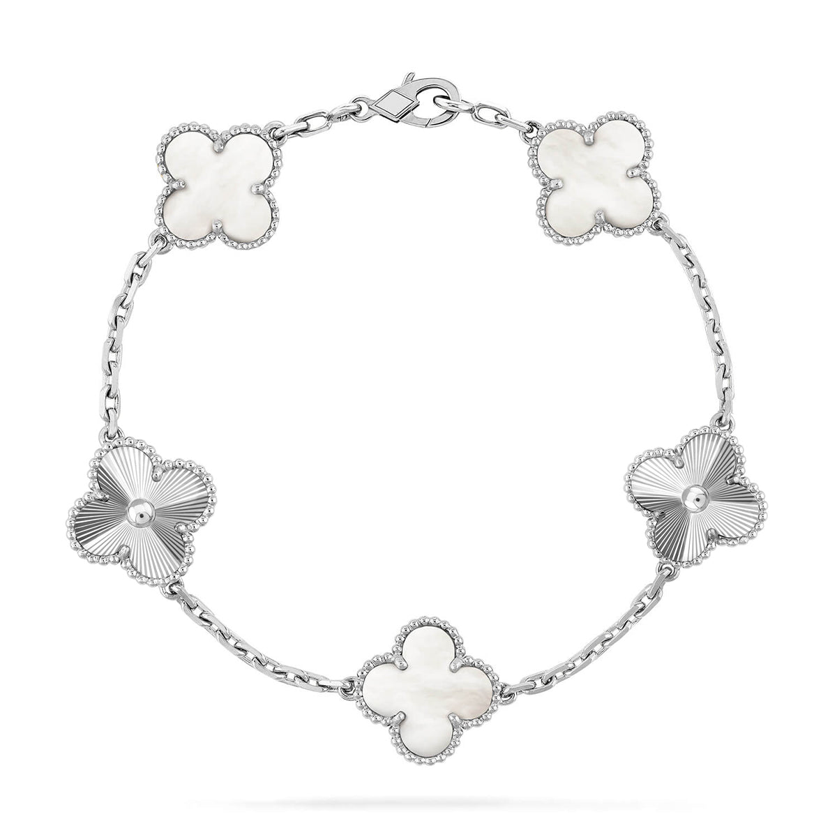 [Royal&Vicky]LUCKY CLOVER 5-MOTIF BRACELET - WHITE MOTHER-OF-PEARL COLLECTION