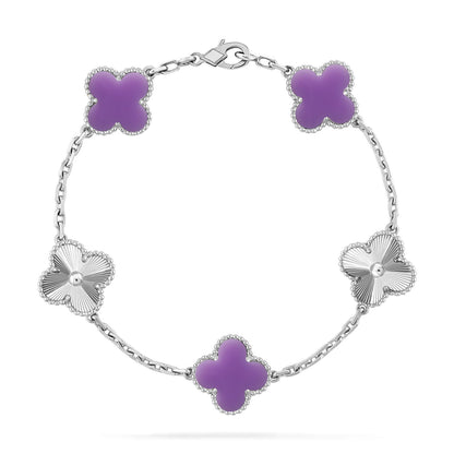 [Royal&Vicky]LUCKY CLOVER 5-MOTIF BRACELET - LAVENDER COLLECTION