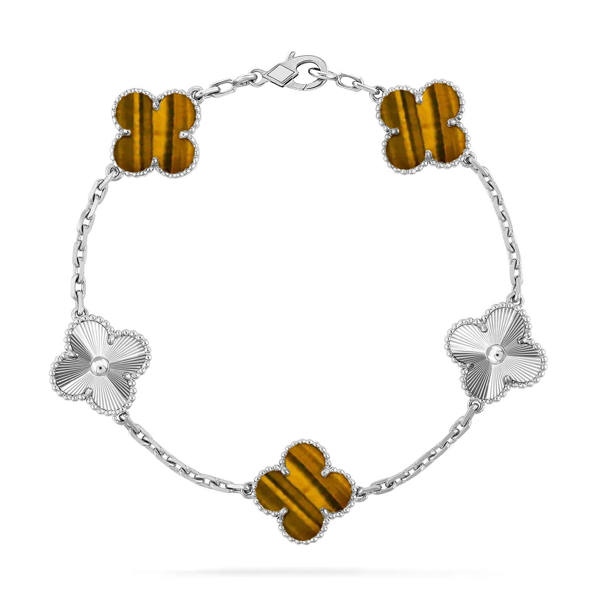 [Royal&Vicky]LUCKY CLOVER 5-MOTIF BRACELET -  TIGER’S EYE COLLECTION