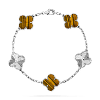 [Royal&Vicky]LUCKY CLOVER 5-MOTIF BRACELET -  TIGER’S EYE COLLECTION