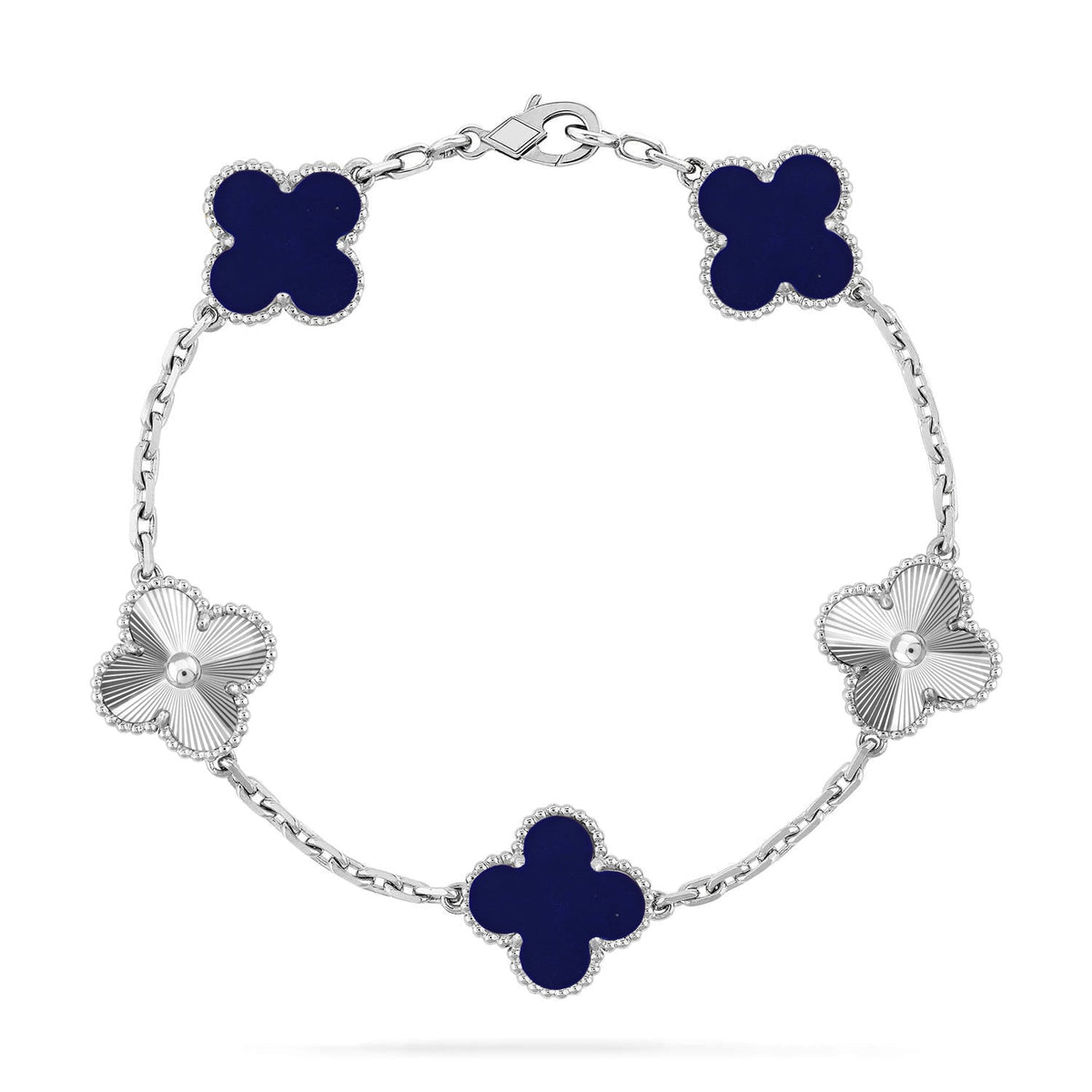 [Royal&Vicky]LUCKY CLOVER 5-MOTIF BRACELET - LAPIS LAZULI COLLECTION