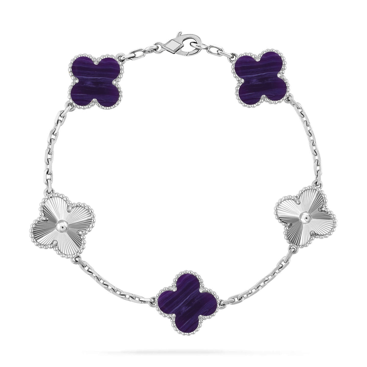 [Royal&Vicky]LUCKY CLOVER 5-MOTIF BRACELET - CHAROITE COLLECTION