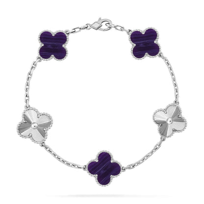 [Royal&Vicky]LUCKY CLOVER 5-MOTIF BRACELET - CHAROITE COLLECTION