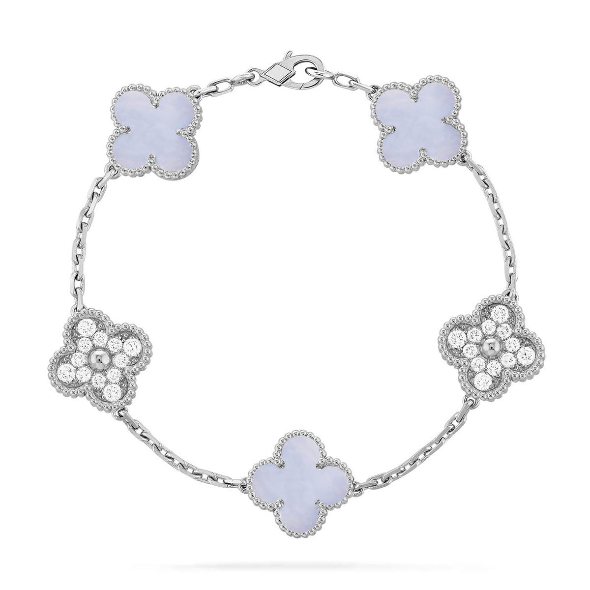 [Royal&Vicky]LUCKY CLOVER 5-MOTIF BRACELET - PURPLE CHALCEDONY COLLECTION