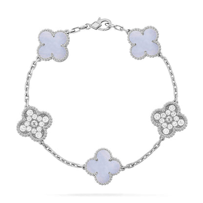 [Royal&Vicky]LUCKY CLOVER 5-MOTIF BRACELET - PURPLE CHALCEDONY COLLECTION