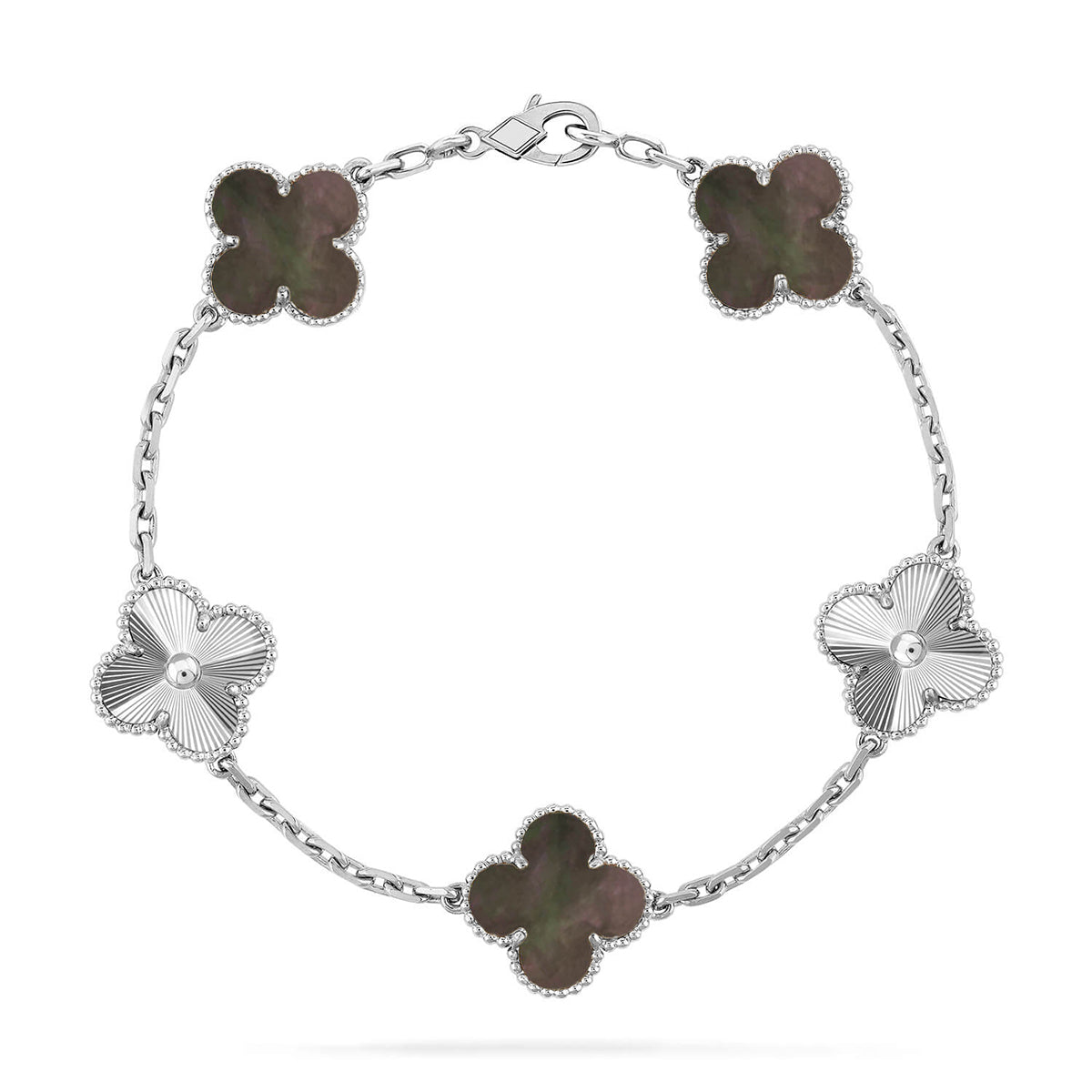 [Royal&Vicky]LUCKY CLOVER 5-MOTIF BRACELET - GREY MOTHER-OF-PEARL COLLECTION