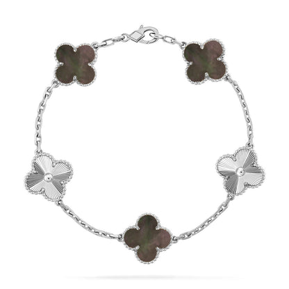 [Royal&Vicky]LUCKY CLOVER 5-MOTIF BRACELET - GREY MOTHER-OF-PEARL COLLECTION