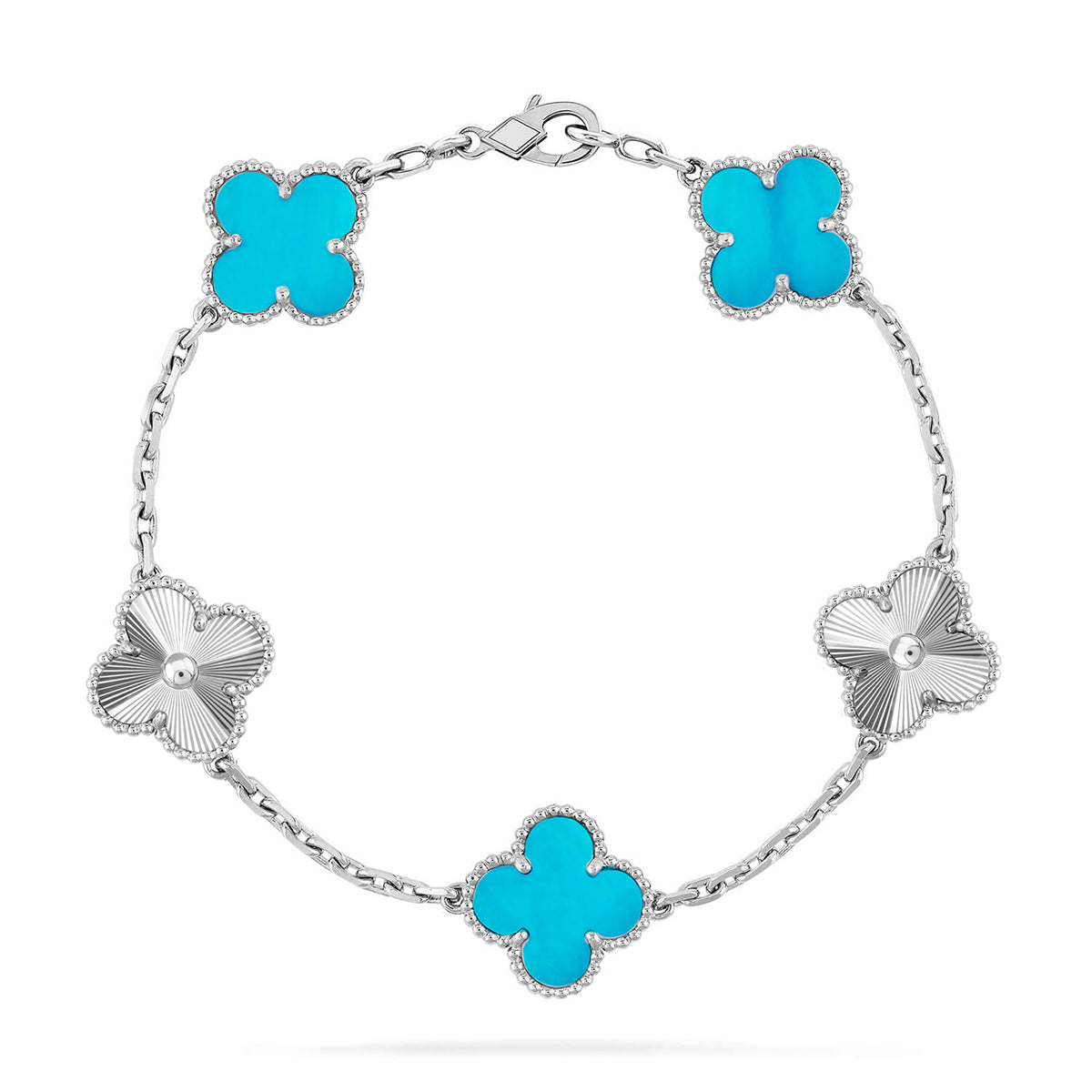 [Royal&Vicky]LUCKY CLOVER 5-MOTIF BRACELET - TURQUOISE COLLECTION