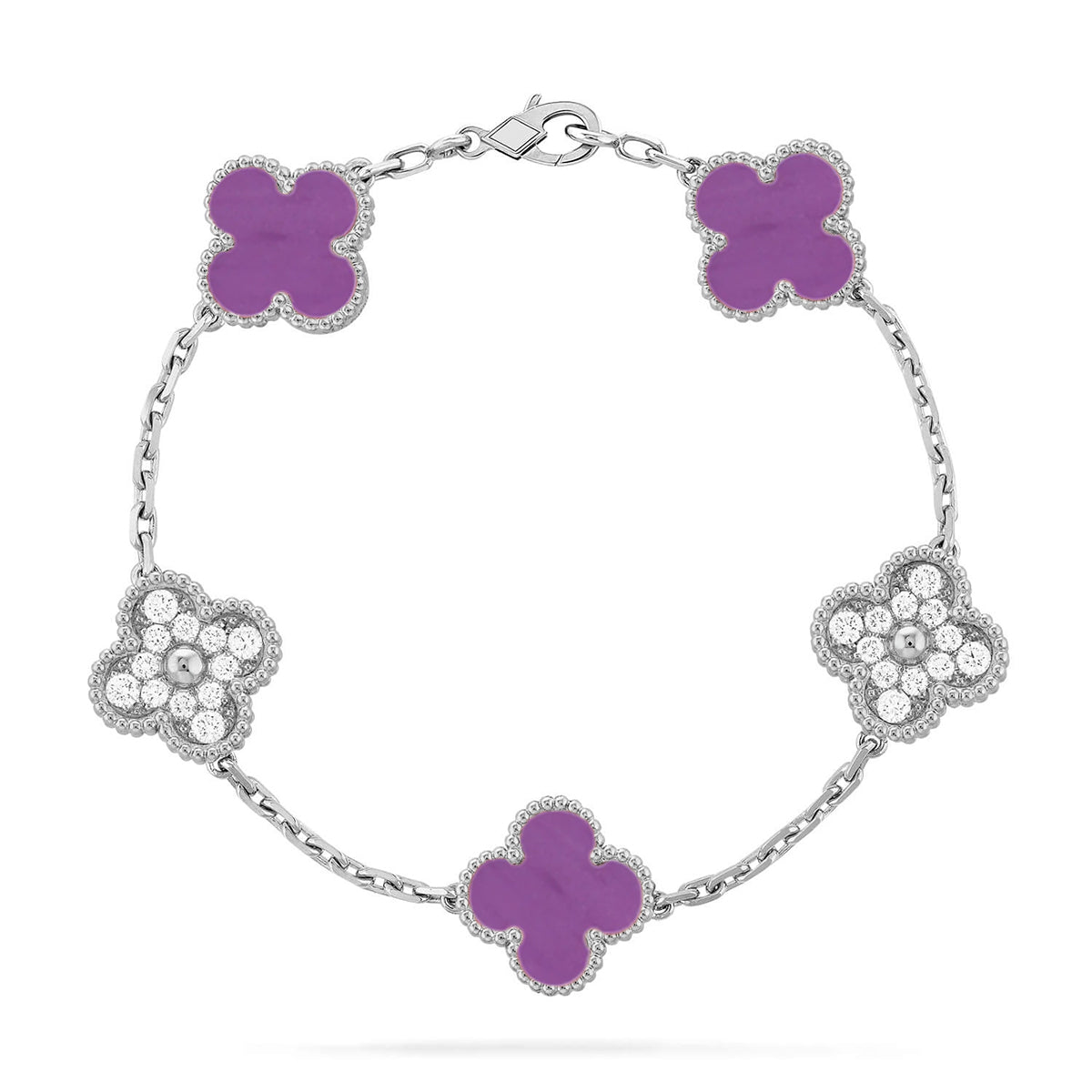 [Royal&Vicky]LUCKY CLOVER 5-MOTIF BRACELET - VIOLET COLLECTION