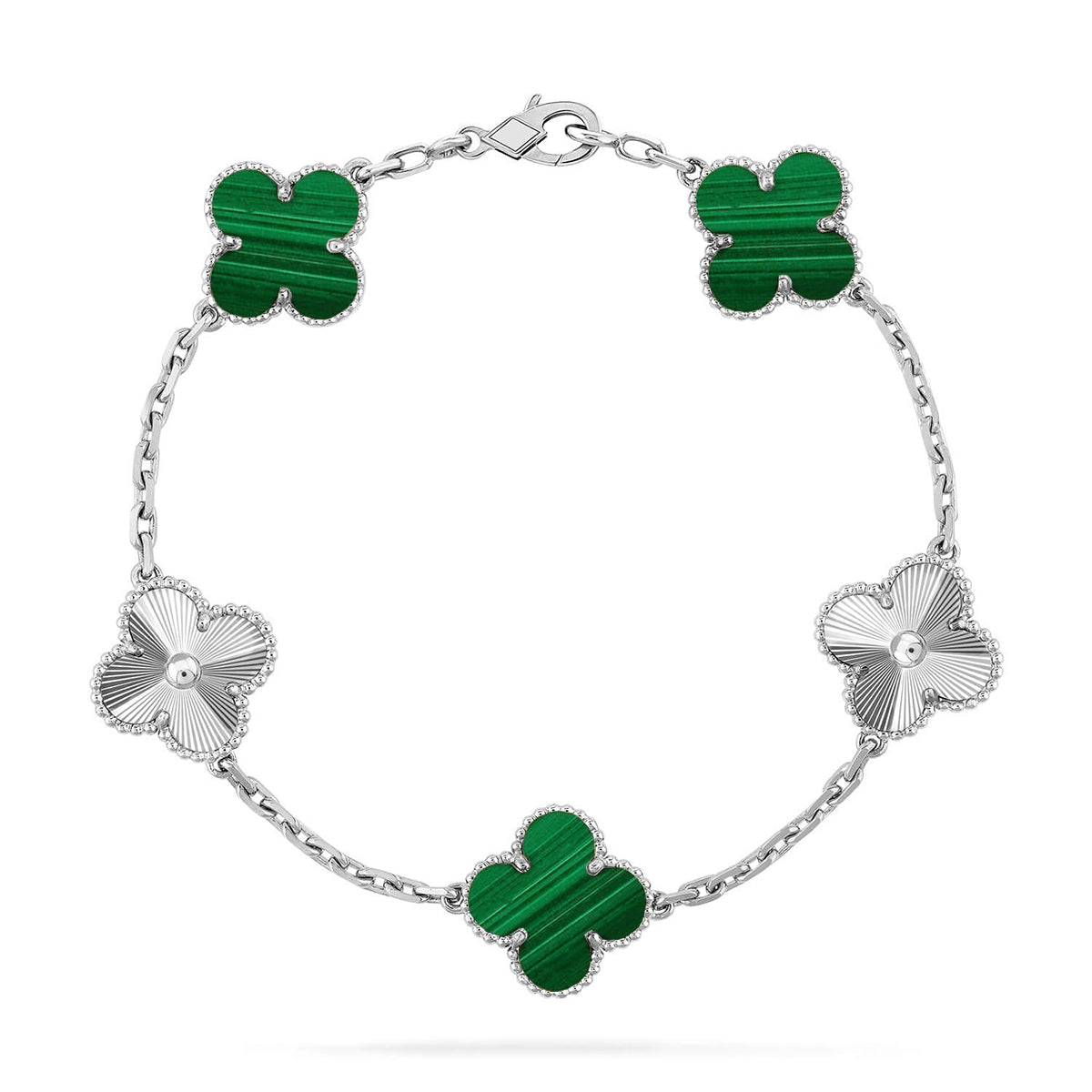 [Royal&Vicky]LUCKY CLOVER 5-MOTIF BRACELET - MALACHITE COLLECTION