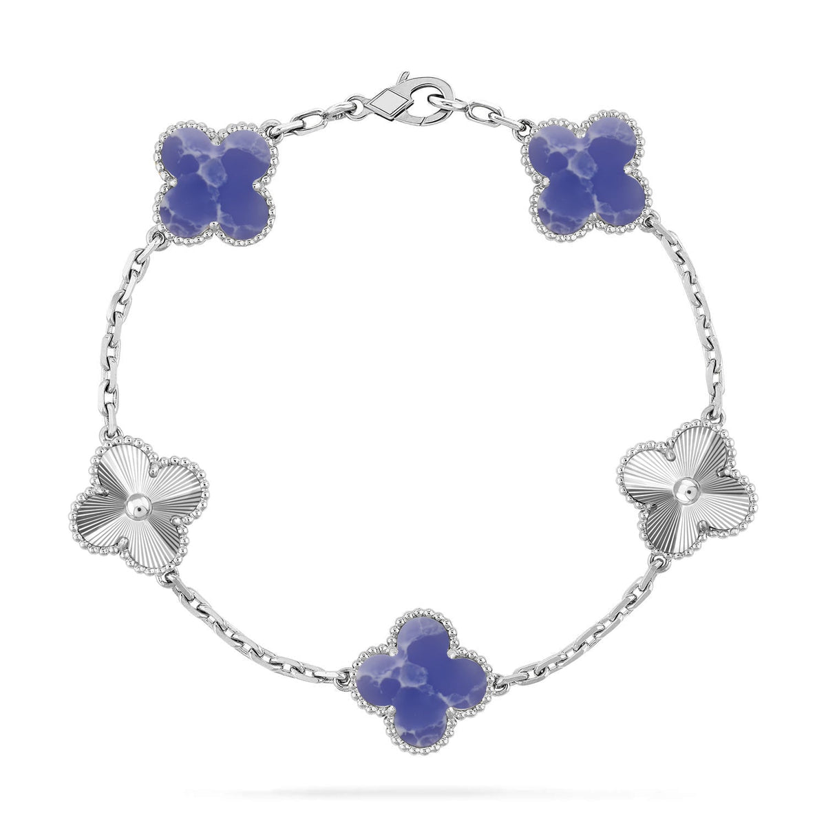 [Royal&Vicky]LUCKY CLOVER 5-MOTIF BRACELET - BLUE LARIMAR COLLECTION