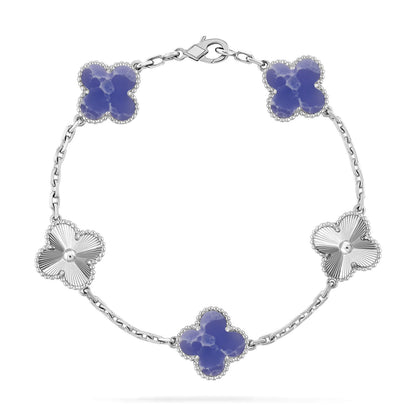 [Royal&Vicky]LUCKY CLOVER 5-MOTIF BRACELET - BLUE LARIMAR COLLECTION