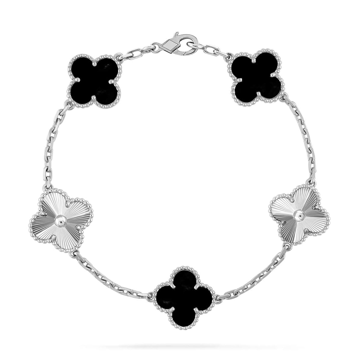 [Royal&Vicky]LUCKY CLOVER 5-MOTIF BRACELET - BLACK OXNY COLLECTION