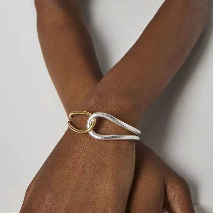 [Royal&Vicky]Noria Two Tone Gold Bangle
